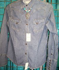 Stetson Vintage Denim Snap Western Ladies Blouse