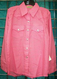 Wrangler Pink Check Western Long Sleeve Shirt